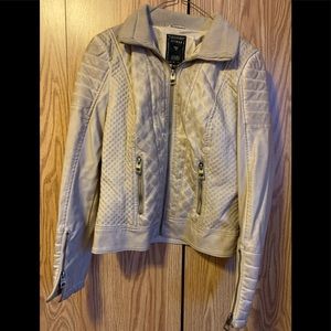 🍉 Guess vegan leather jacket, padded, animal, moto style, print lining, NW…